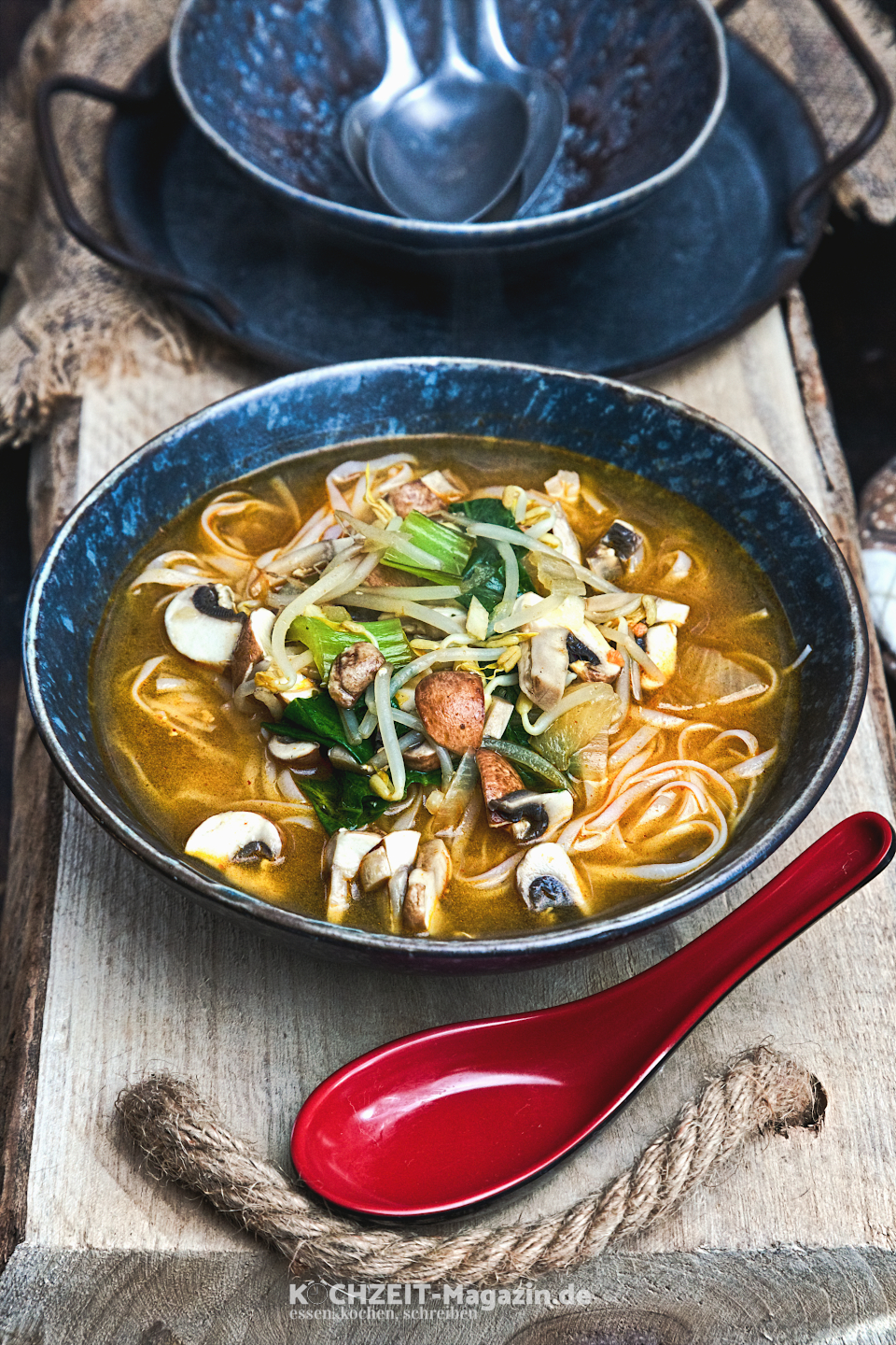 Asiatische Gemüsesuppe mit Pilzen Abbildung 1 Asiatische Gemüsesuppe mit Reisnudeln
