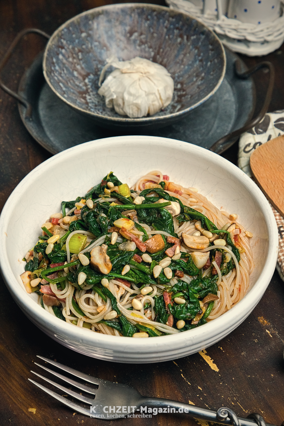 Pasta mit Spinat und Pilzen Abbildung 1 Pasta mit Spinat und Pilzen