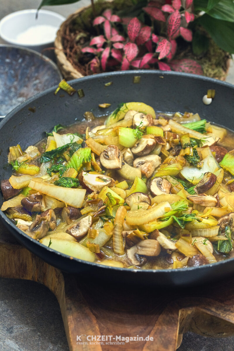 Pak Choi Champignon Pfanne, einfach und lecker