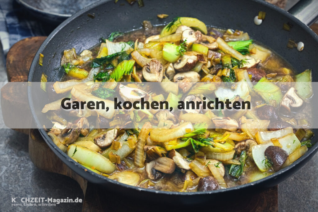 Pak Choi Champignon Pfanne garen