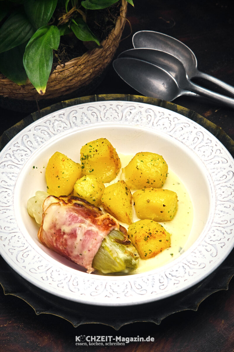 Chicoree mit Schinken, ein köstliches und nahrhaftes Gericht