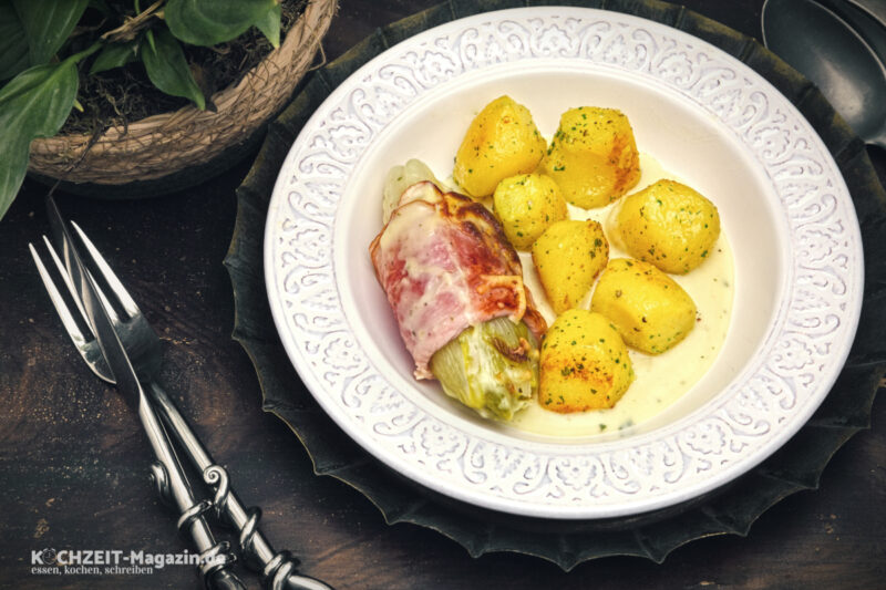 Chicoree mit Schinken, ein köstliches und nahrhaftes Gericht