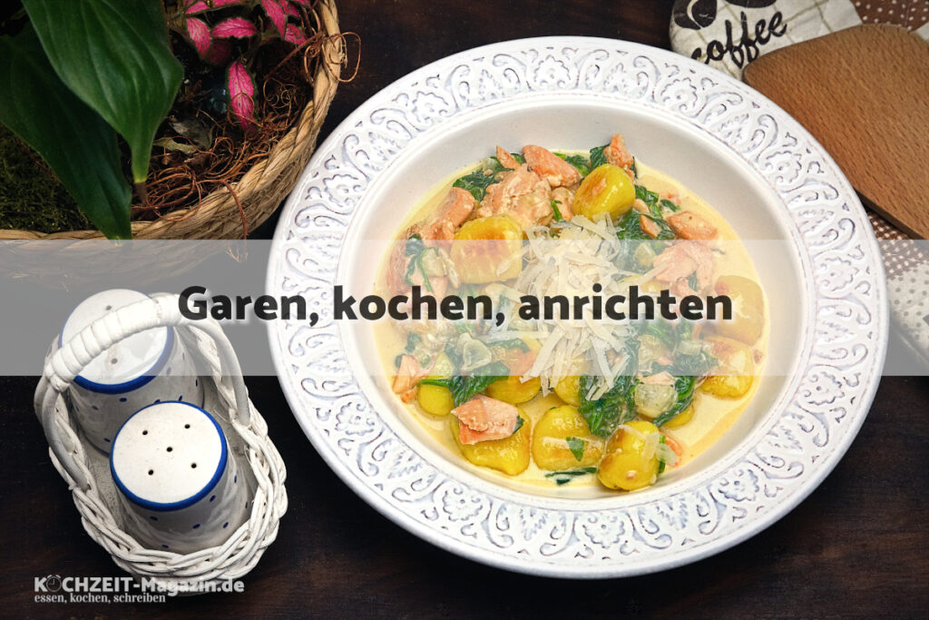 Lachs Spinat Gnocchi garen