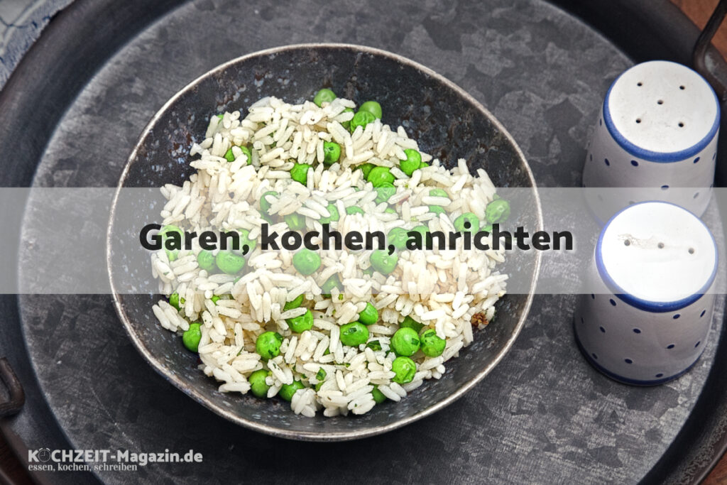 Reis mit Erbsen garen