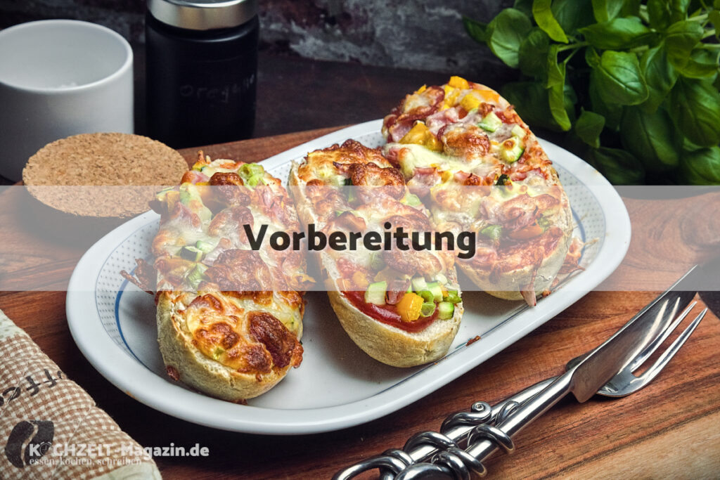 Baguette Pizza Vorbereitung