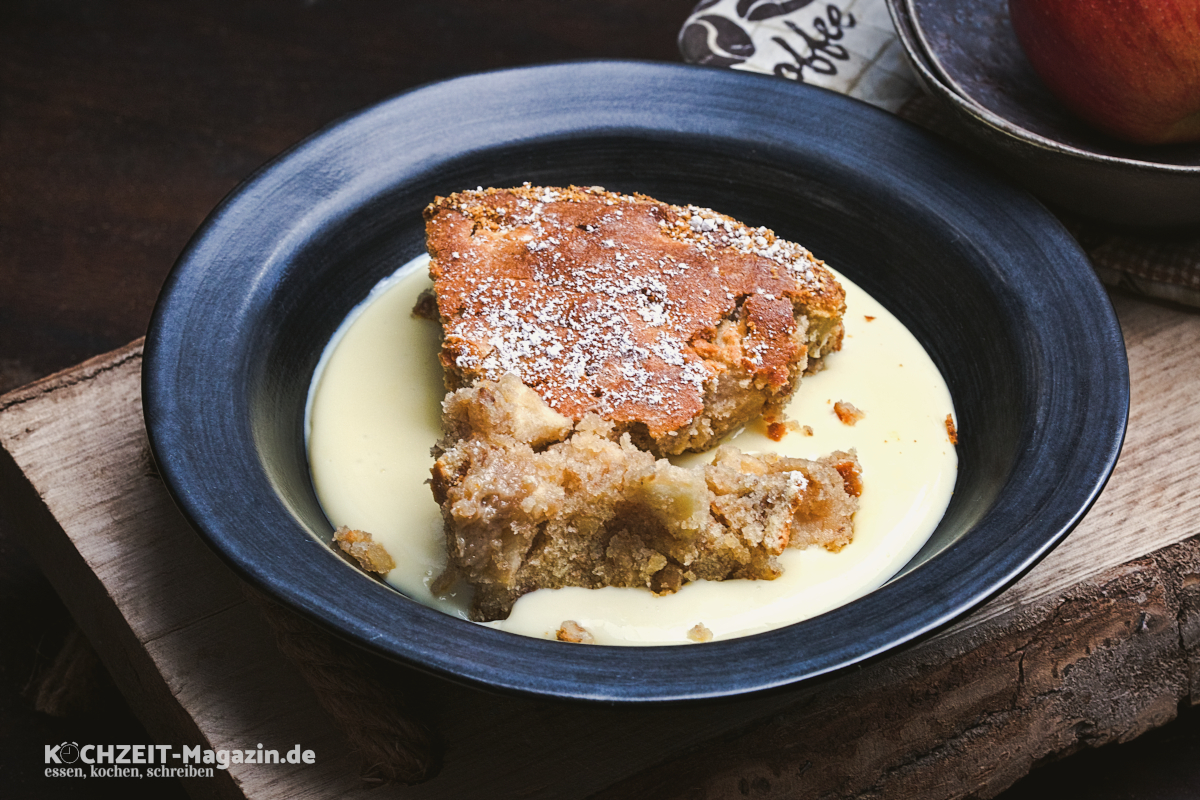Apfelauflauf Rezept, Apfelauflauf mit Vanillesoße Apfelauflauf mit Walnüssen