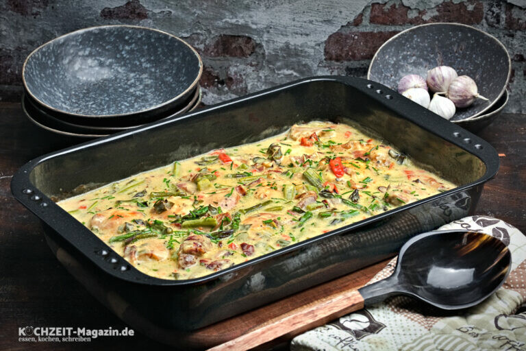 Huhn mit Spargelsoße rustikal Rezept