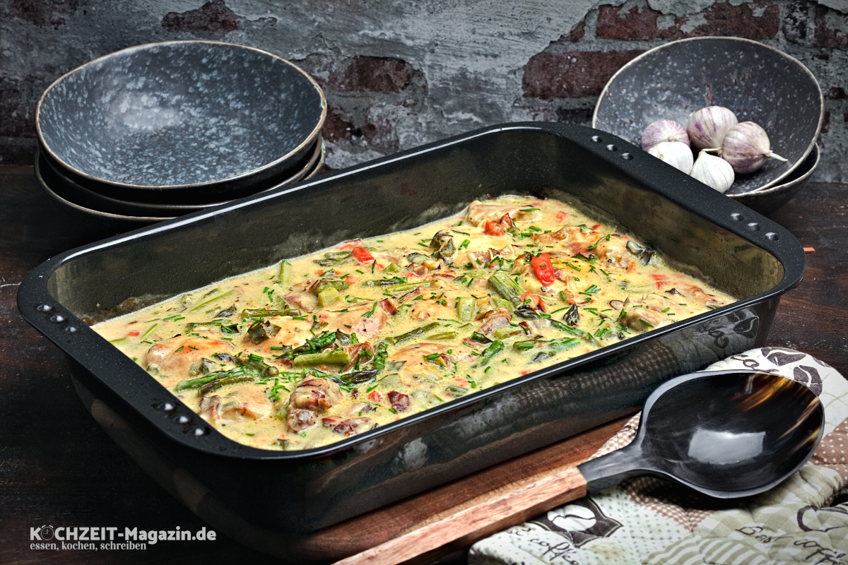Huhn mit Spargelsoße rustikal Rezept