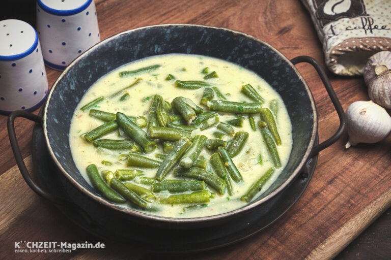 Grüne Bohnen Soße, Rahmfisolen, eine perfekte Beilage Grüne Bohnen Soße, Rahmfisolen, eine perfekte Beilage