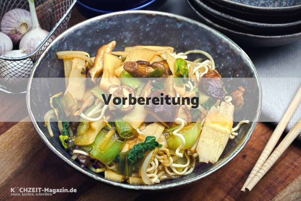 Wok Gemüse Nudeln Vorbereitung