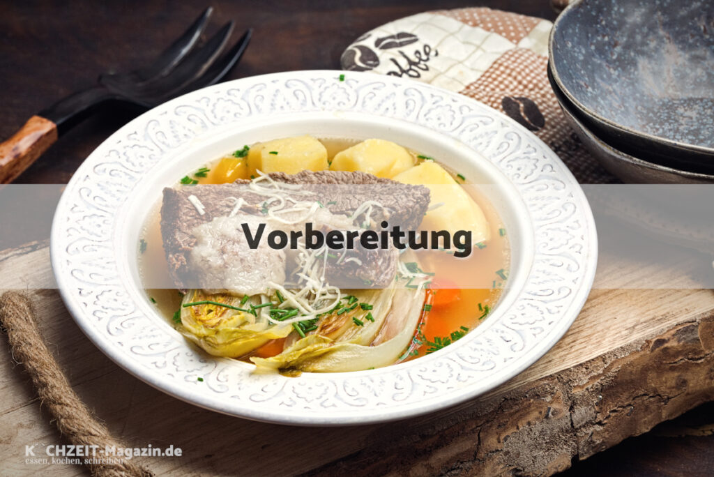 gekochtes Beinfleisch Chicoree Vorbereitung