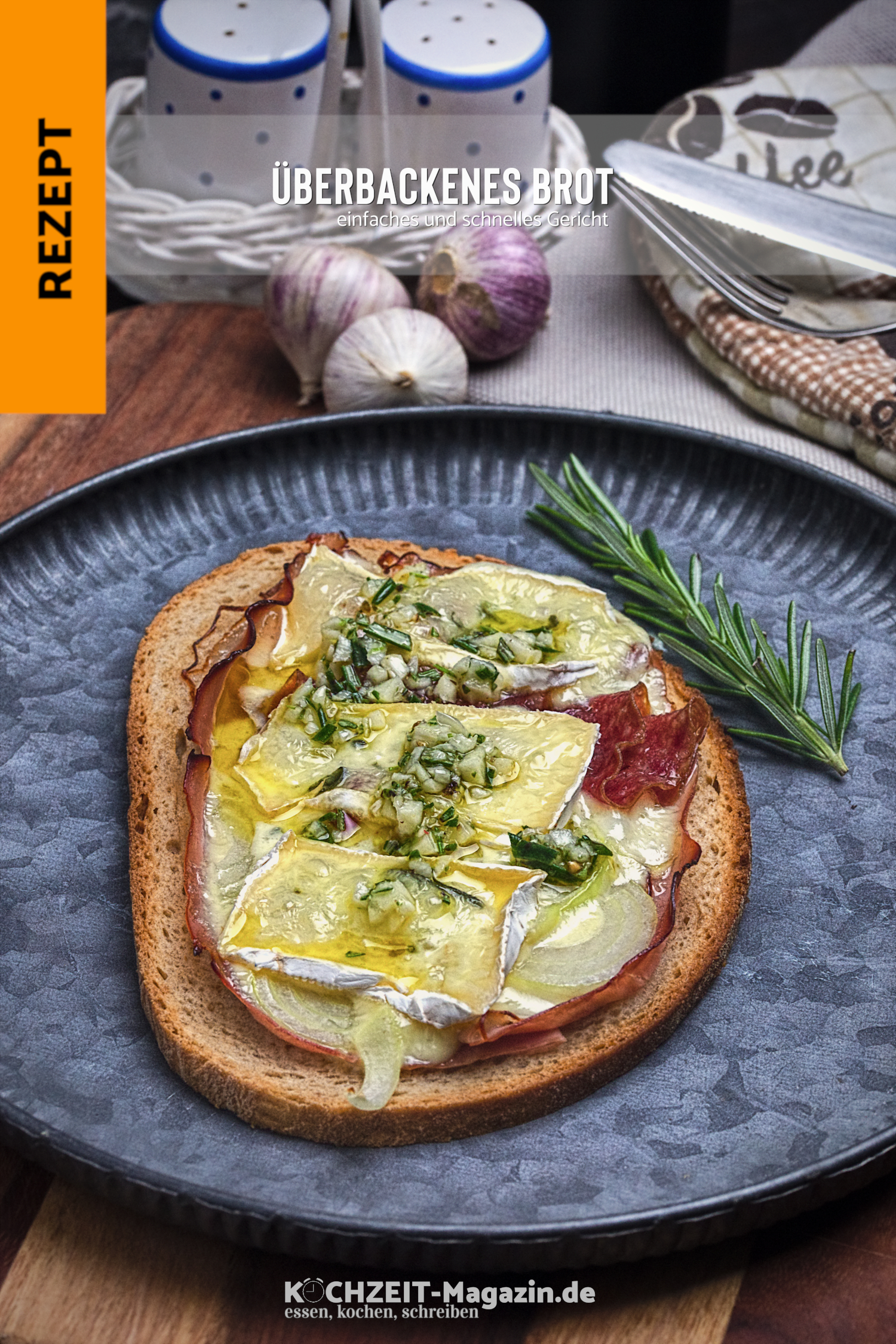 ueberbackenes Brot Salami
