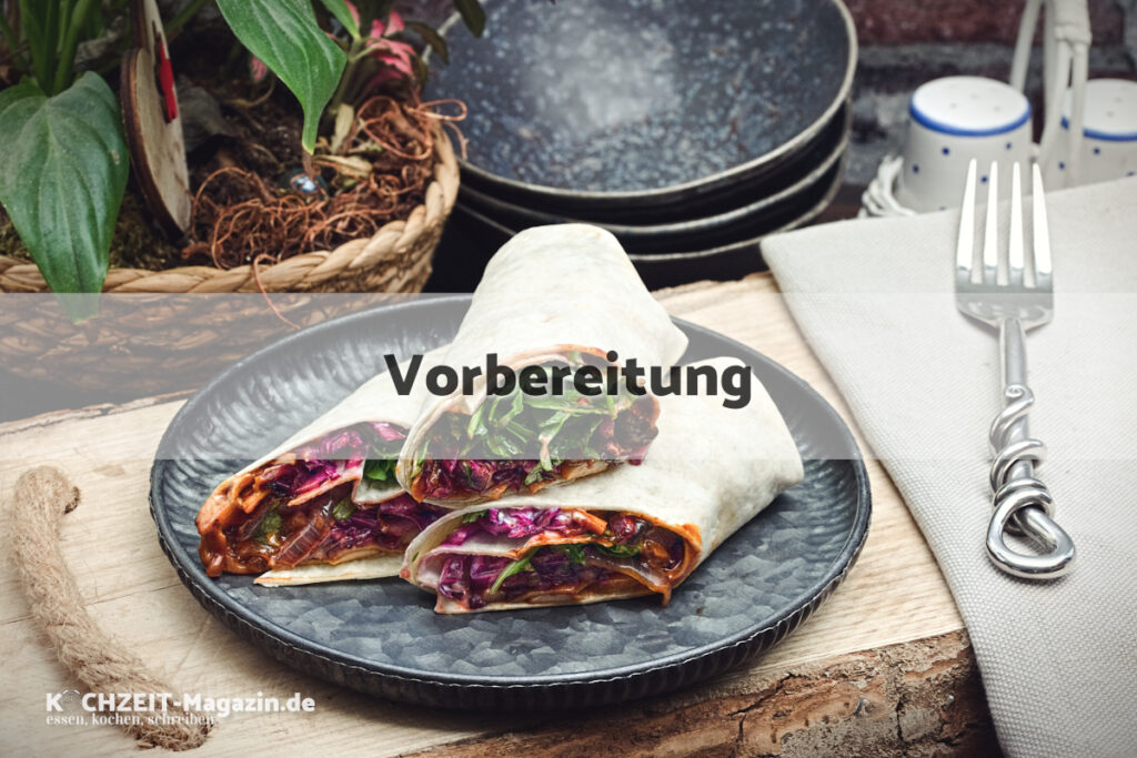 Vegetarischer Dürüm Vorbereitung