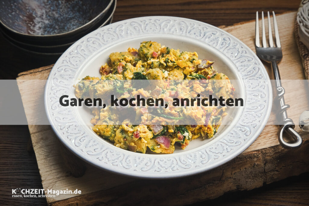 Geröstete Spinatknödel garen