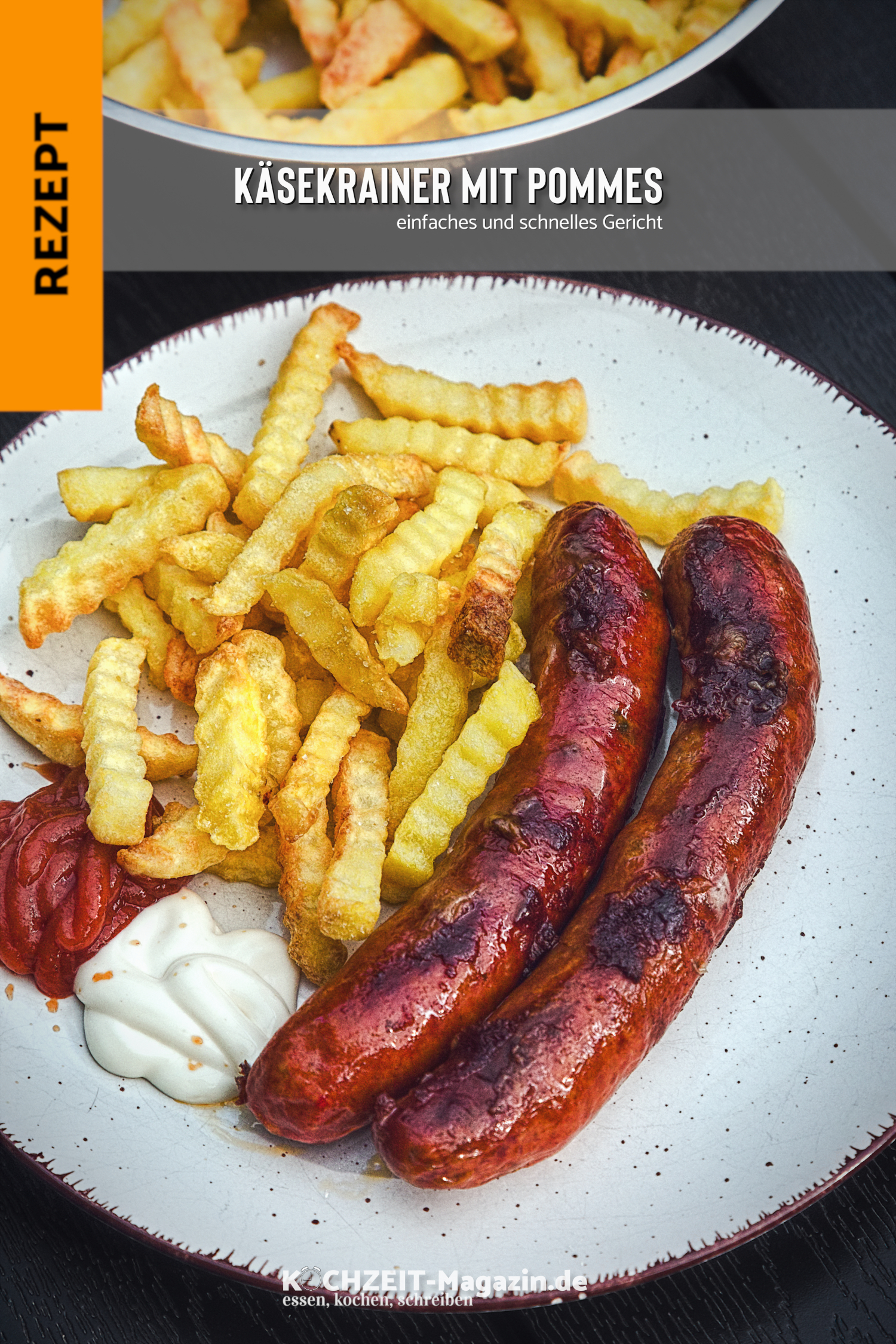 Käsekrainer mit Pommes Käsekrainer zubereiten