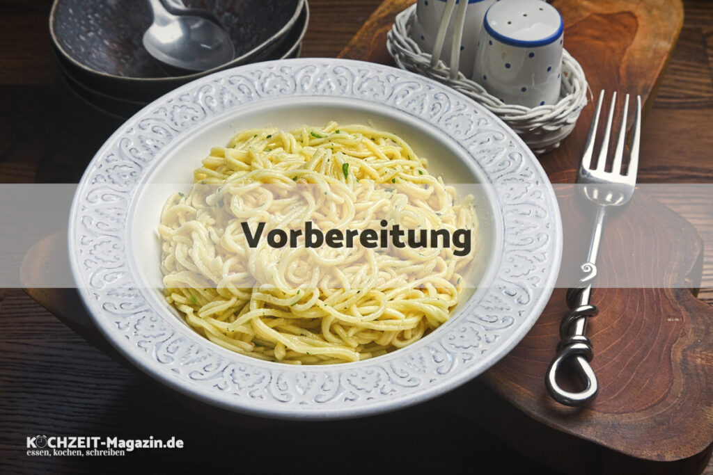 Knoblauch Spaghetti Vorbereitung