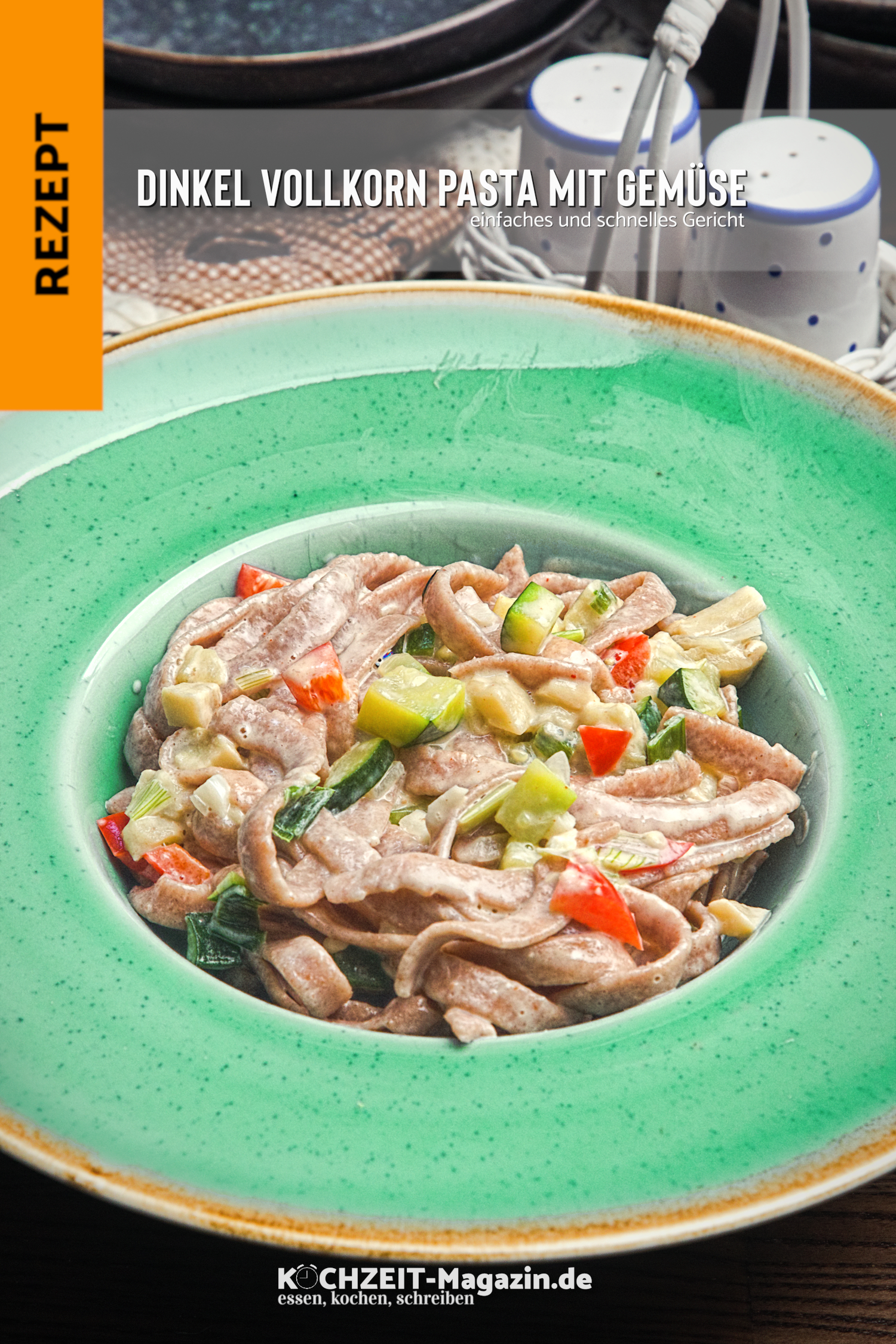 Tagliatelle Gemüse Soße Dinkel Vollkorn Pasta mit Gemüse