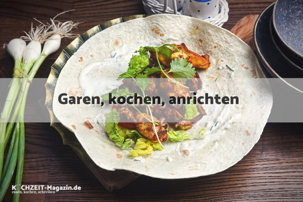 Wrap mit Huhn und Pilzen garen