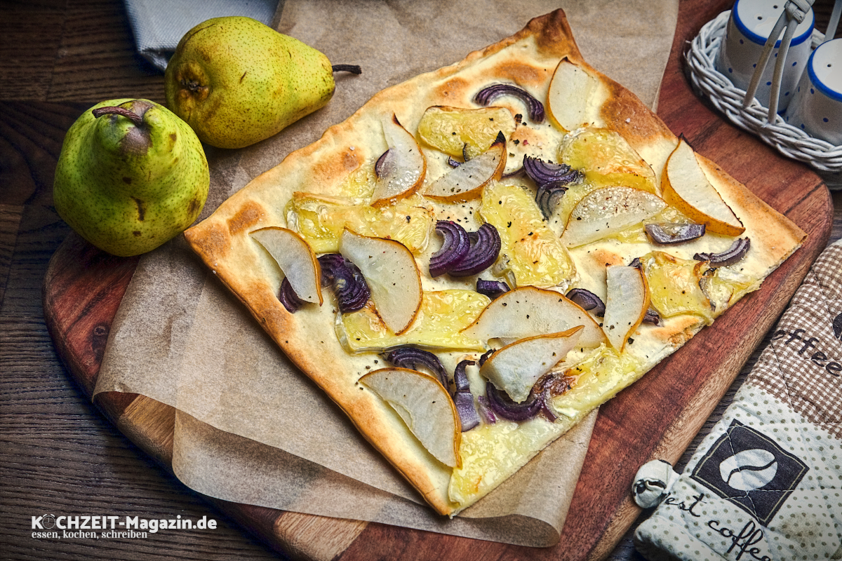 Flammkuchen Camembert Birne Rezept
