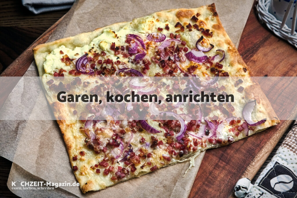 Flammkuchen Speck Zwiebel garen