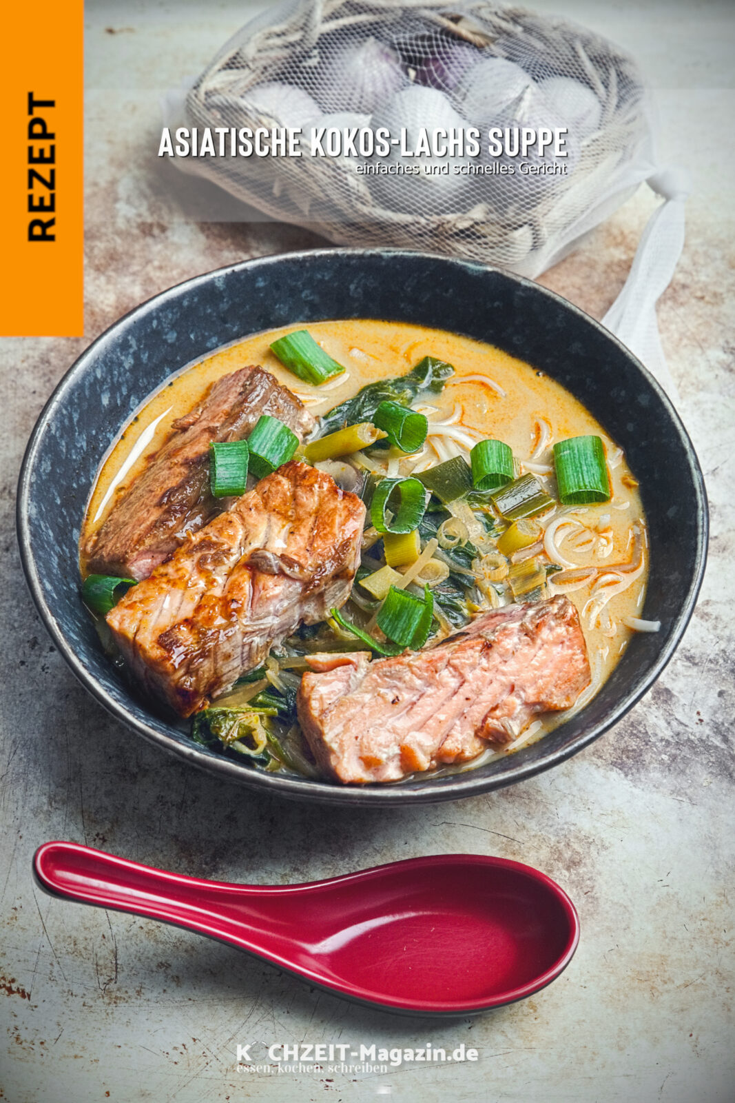 Asiatische Kokos Suppe Lachs