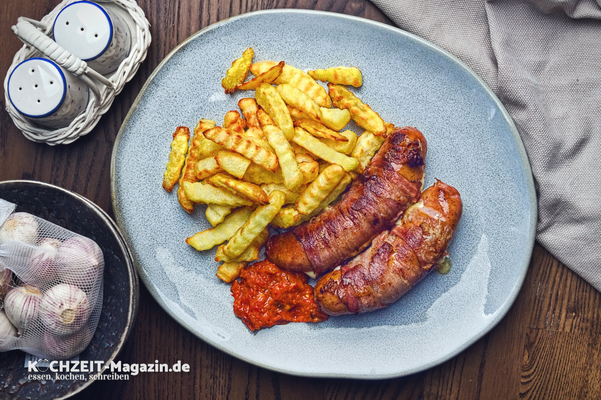 Schwäbische Bratwürste Speck Käse Rezept