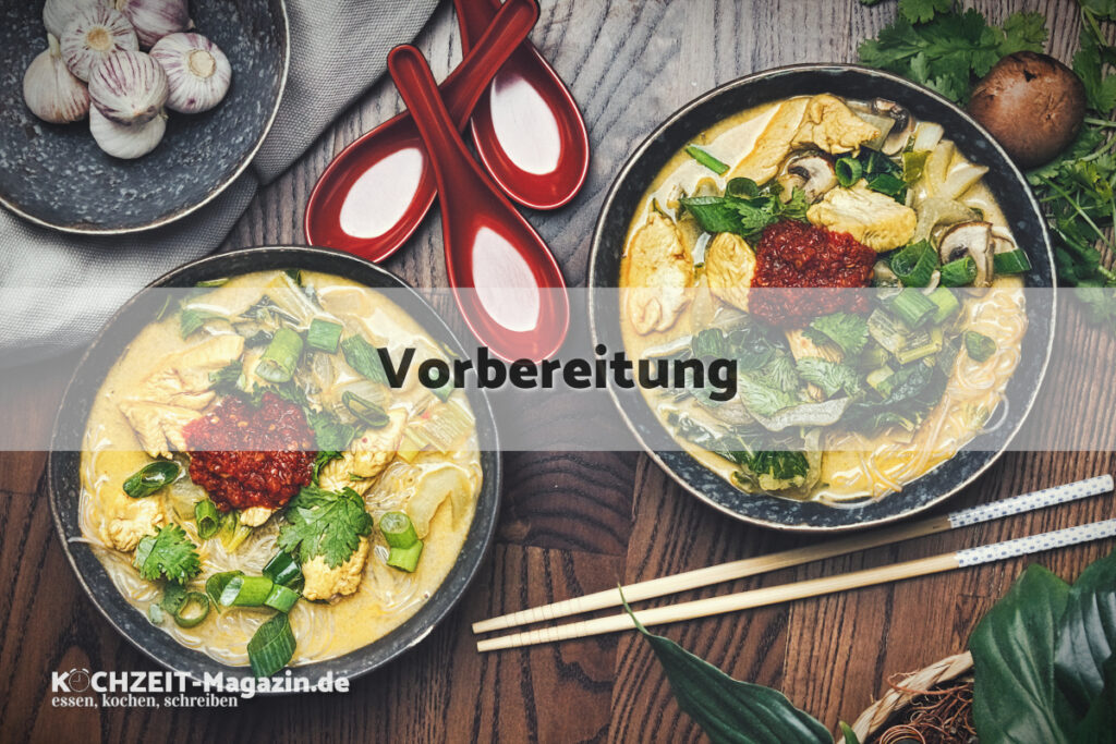 Thai Suppe mit Huhn Vorbereitung
