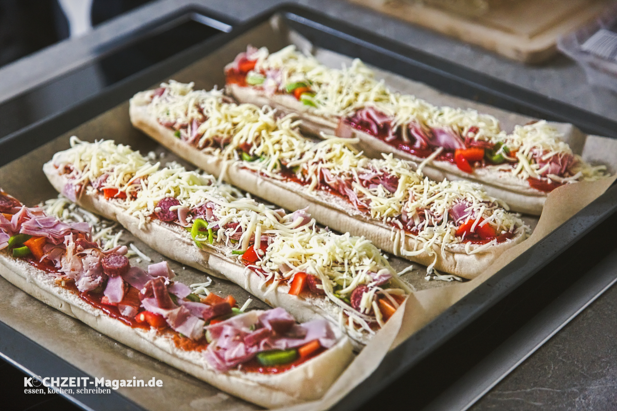 Pizza Baguette, einfach und schnell zubereitet