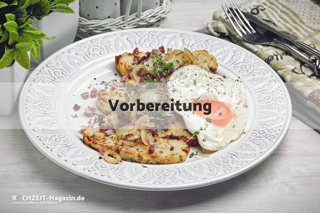 Speckknödel mit Spiegelei Vorbereitung