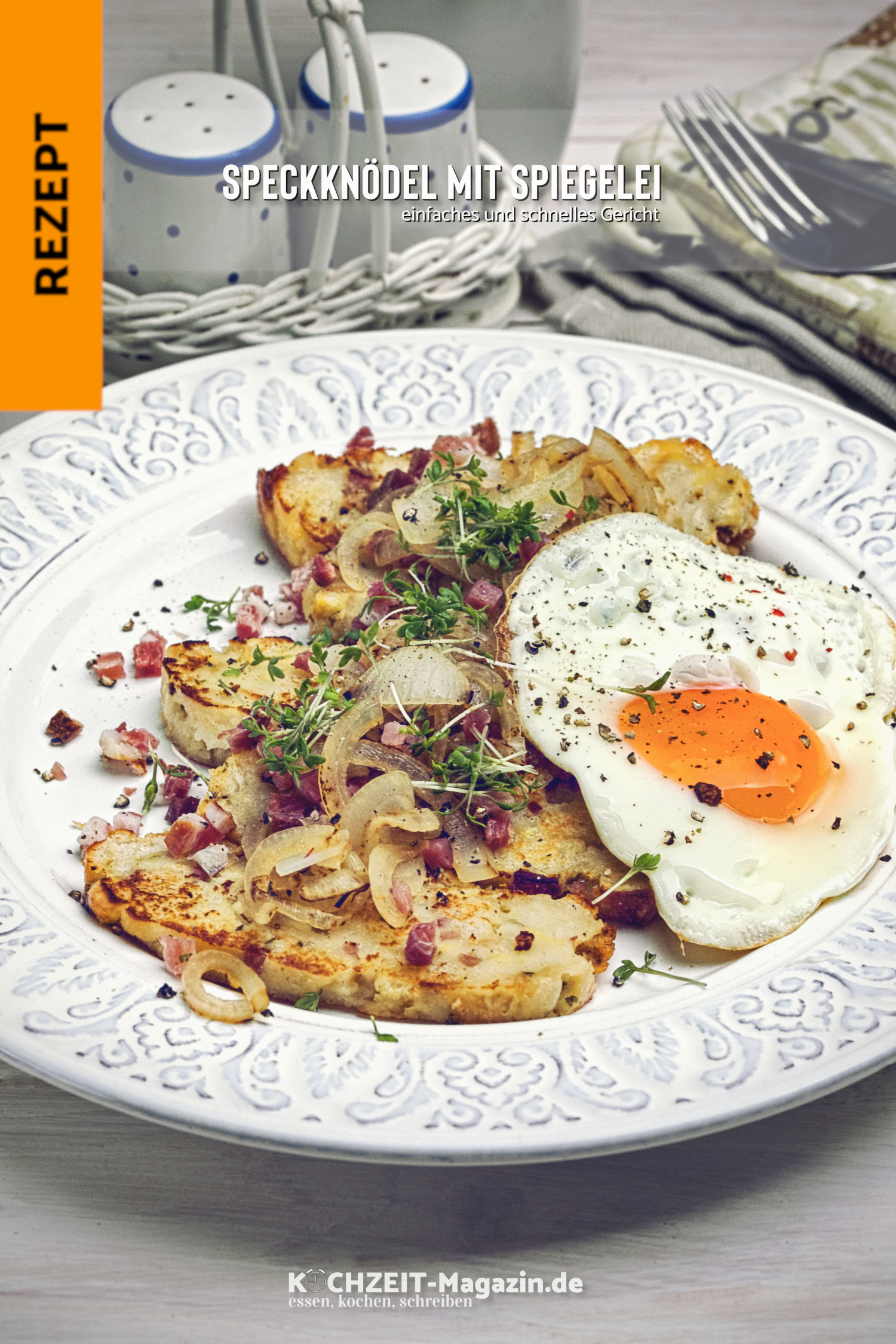 Speckknödel mit Spiegelei