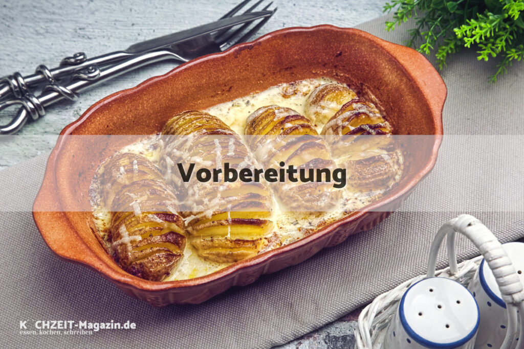 Hasselback Kartoffeln Savoyard Art Vorbereitung