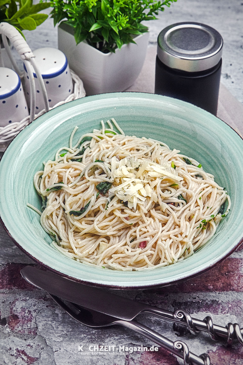 Knoblauch Spinat Spaghetti