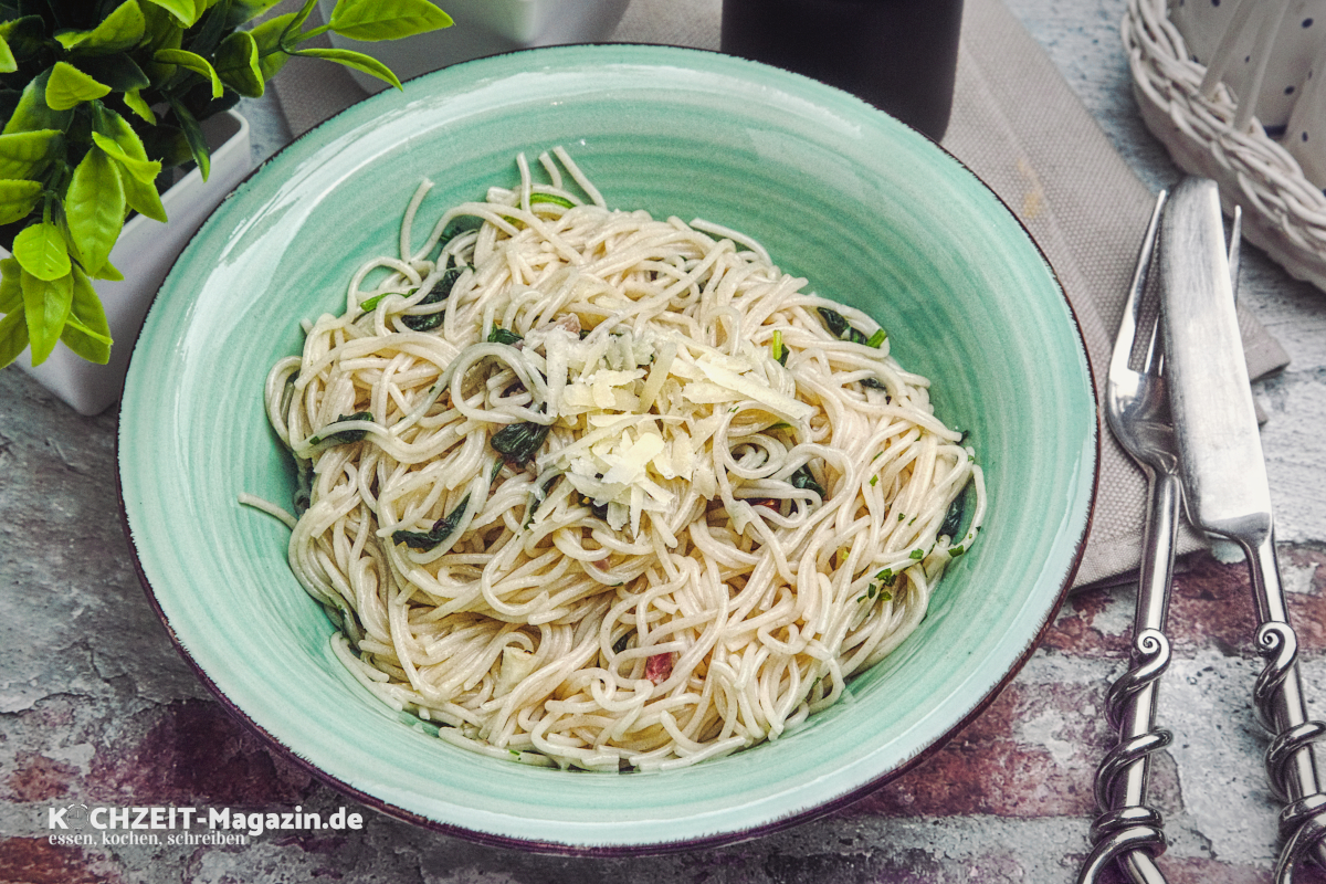 Knoblauch Spinat Spaghetti Rezept