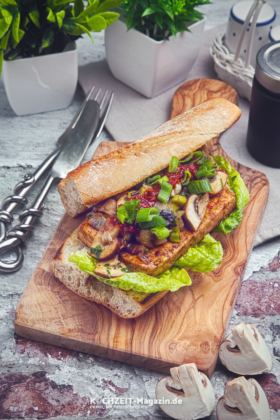 Tofu Sandwich mit Pilzen