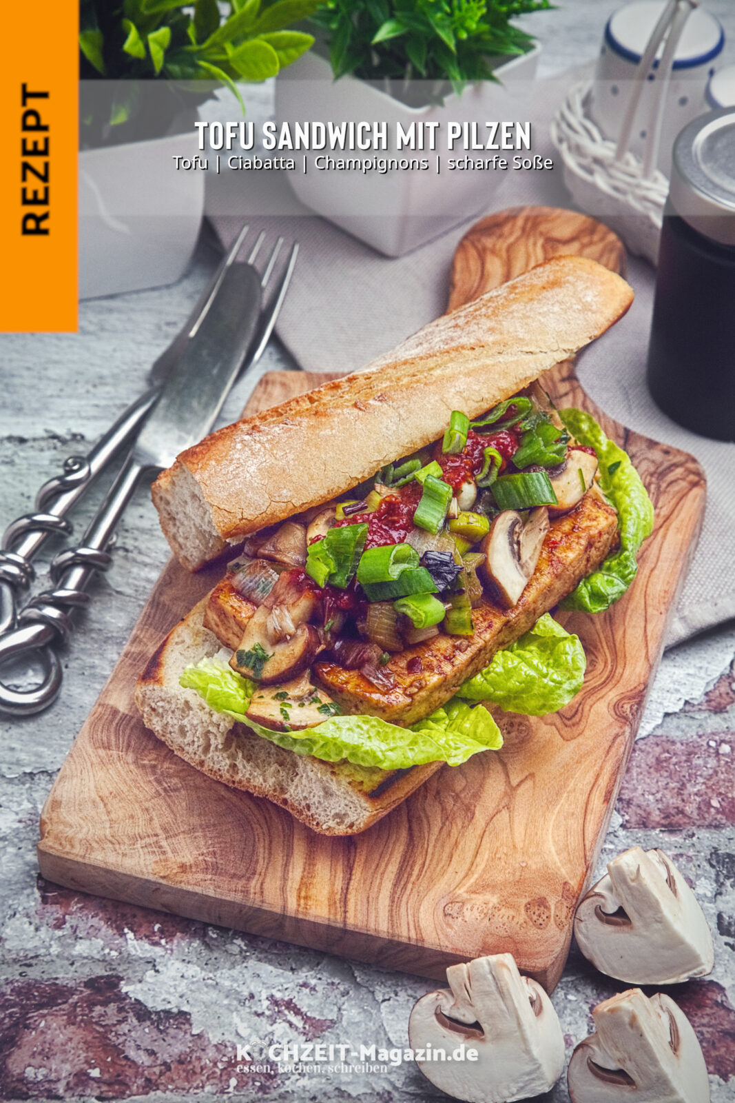 Tofu Sandwich mit Pilzen