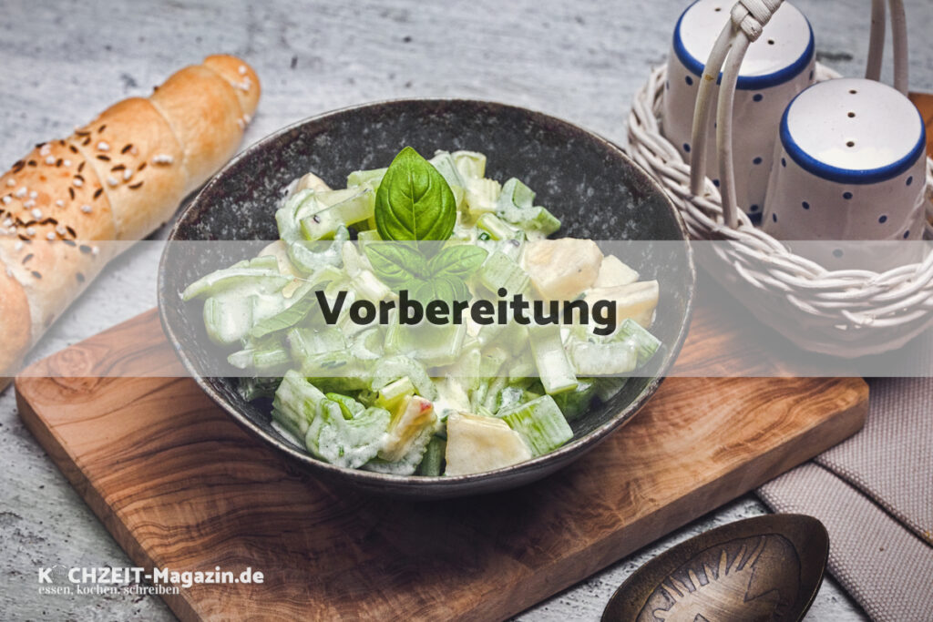 Apfel Sellerie Salat Vorbereitung