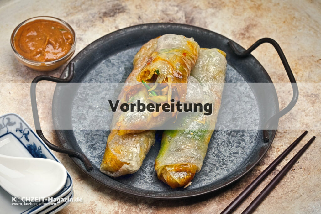 Asiatische Frühlingsrollen Vorbereitung