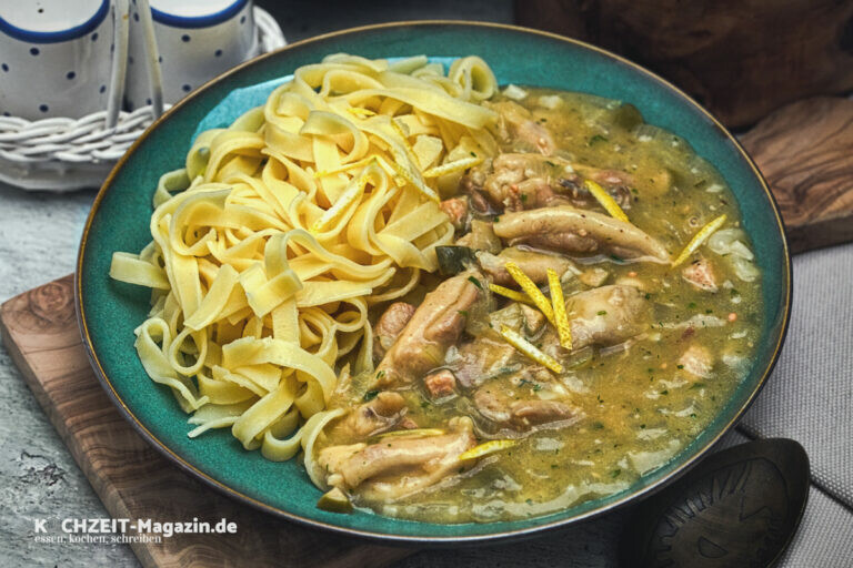 Hühnergeschnetzeltes mit Zitronen Kapern Soße Rezept