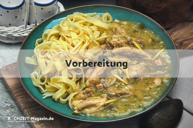 Hühnergeschnetzeltes mit Zitronen Kapern Soße Vorbereitung