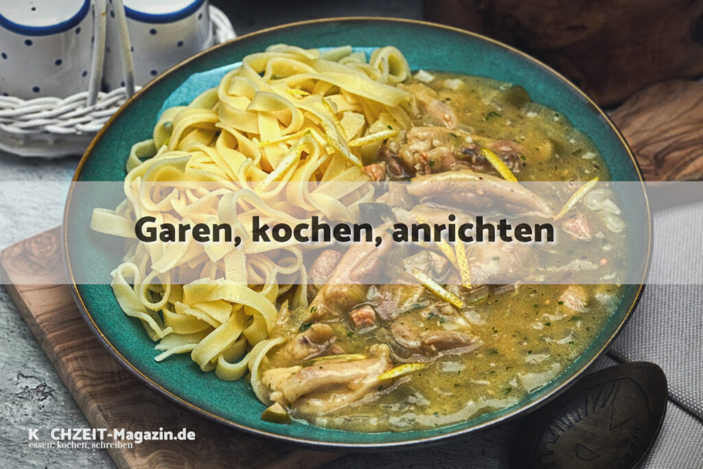 Hühnergeschnetzeltes mit Zitronen Kapern Soße garen