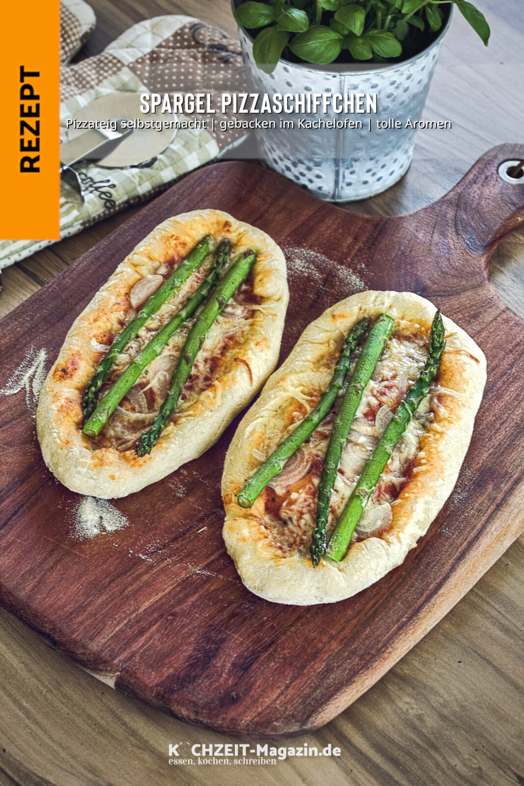 Pizzaschiffchen mit Spargel