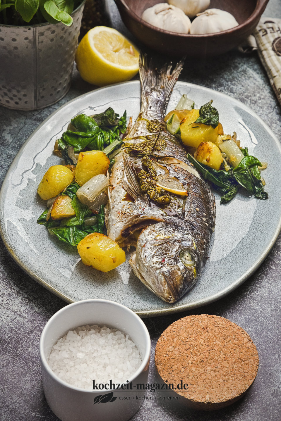 Goldbrasse mit Kürbiskernpesto