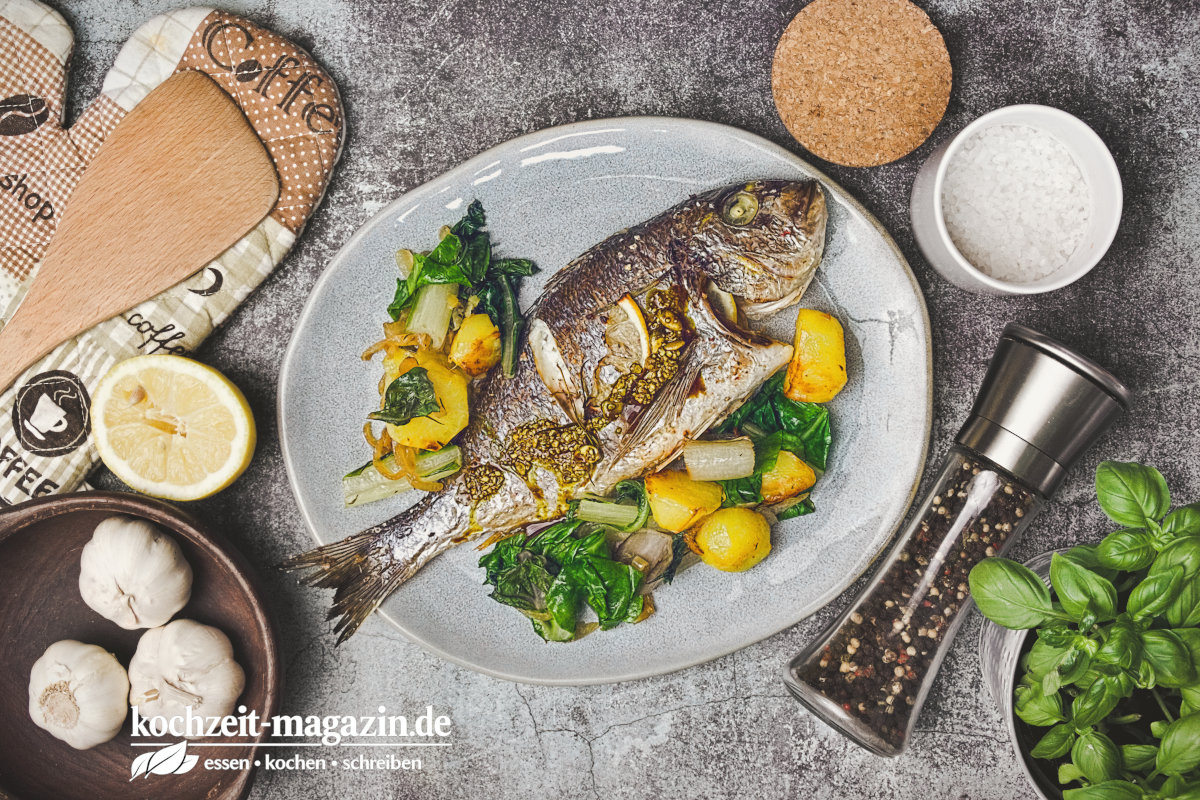 Goldbrasse Kürbiskernpesto Rezept