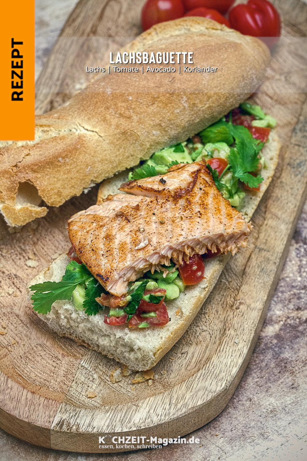 Lachs Baguette Lachs Baguette mit Avocado-Tomaten-Salsa