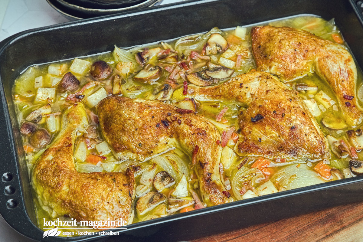 Coq au Vin blanc Rezept