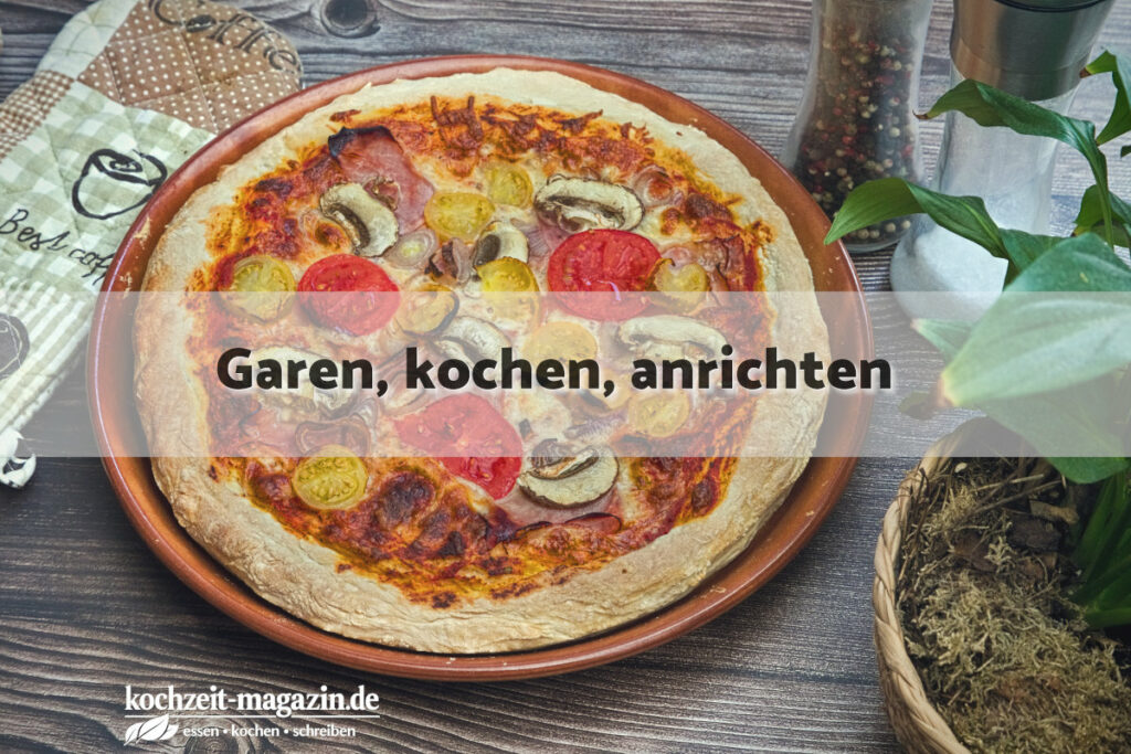 Pizza Schinken Fungi garen