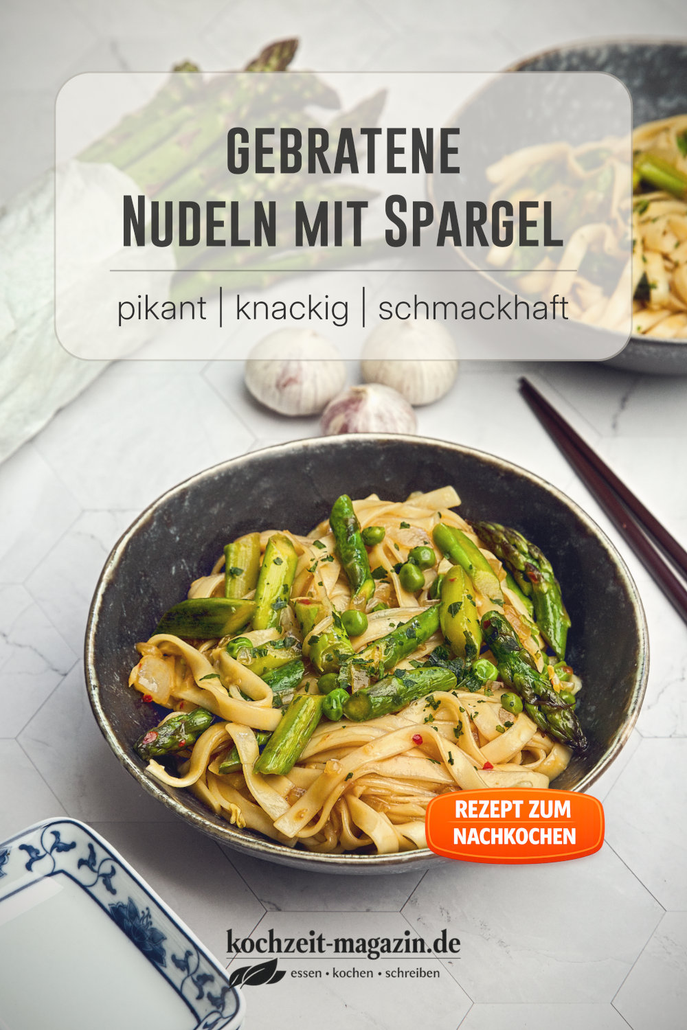 gebratene Nudeln mit Spargel