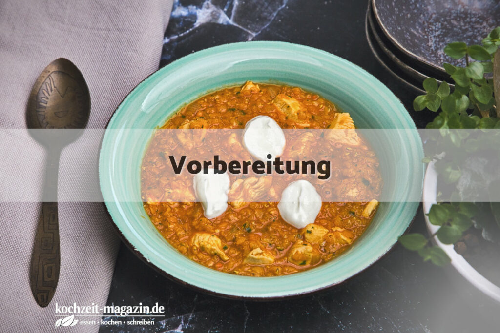 Indisches Dal Hühnchen Vorbereitung