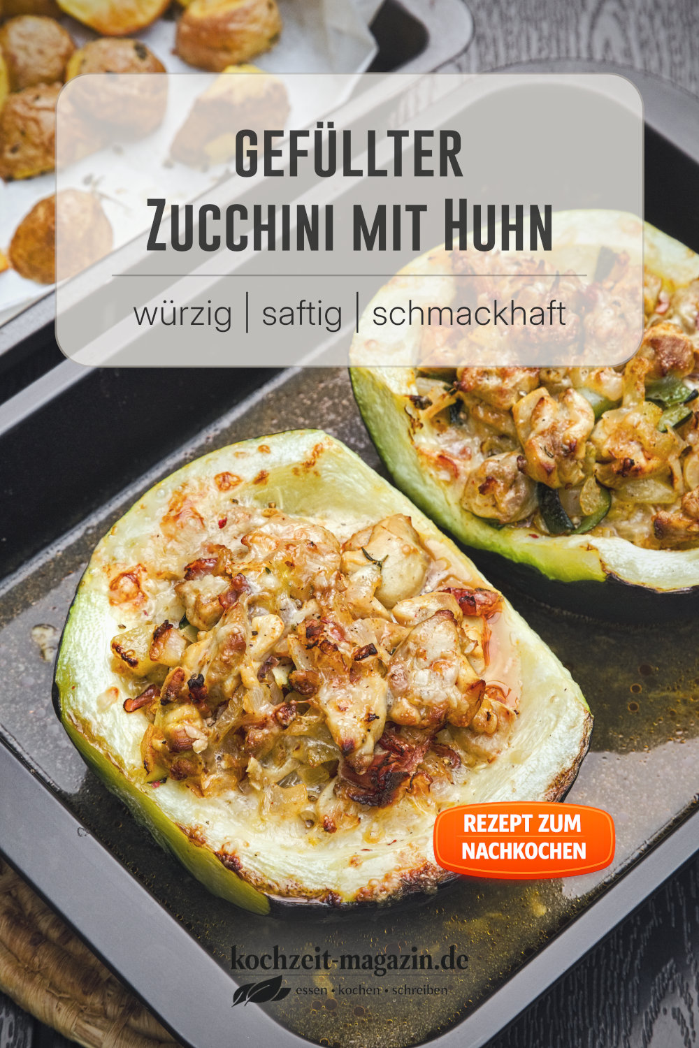Gefüllte Zucchini mit Huhn