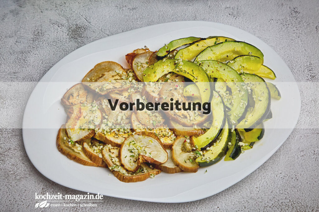 Antipasti Zucchini Aubergine Vorbereitung